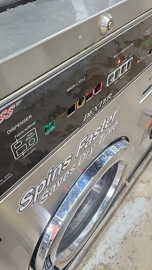 Close-up of Dexter commercial washer control panel